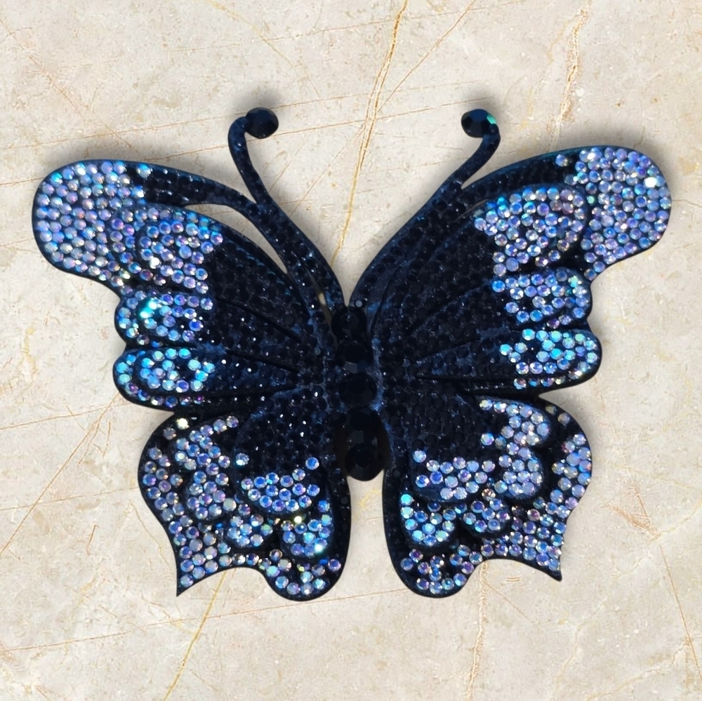Black Rhinestone Butterfly Patch Applique